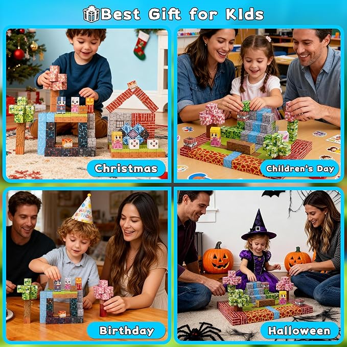 150 PCS Magnetic Building Blocks for Kids Magnet Build Cubes Toys Magnets STEM Montessori 0.8in Sensory Construction Game for Toddler Ages 3 4 5 6 7 8 9 10 Boys Girls Christmas Birthday Gifts