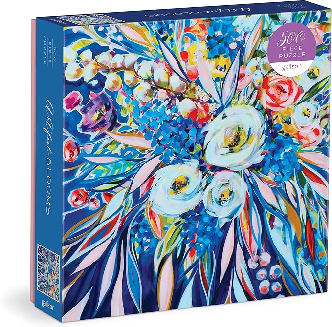 Galison Artful Blooms – 500 Piece Puzzle Fun and Challenging Activity with Bright and Bold Artwork of Painted Flower Arrangement for Adults and Families