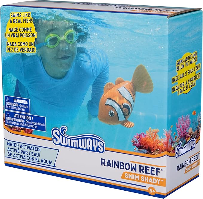 SwimWays Rainbow Reef Fish Toy, Kids Swimming Accessories & Water Toys, Learn to Swim Pool Toys for Kids Ages 5 & Up, Batteries Included, Swim Shady