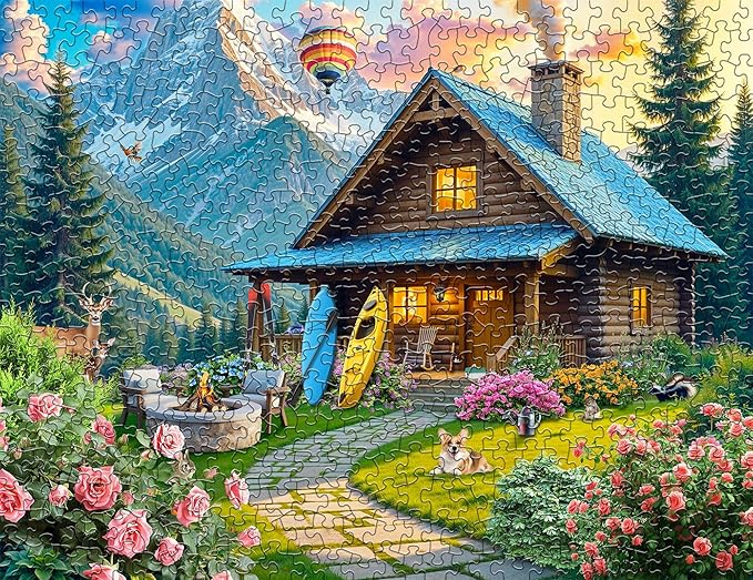 Springbok Mountain Cabin Retreat 500 Piece Jigsaw Puzzle for Adults – Poster Now Included - Scenic Nature – Unique Cut Pieces – Made in USA