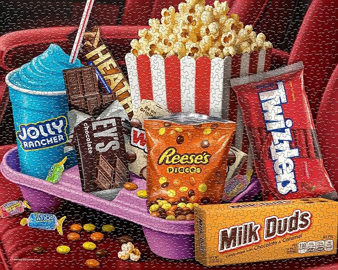 Springbok Movie Night Treats 1000 Piece Jigsaw Puzzle for Adults - Poster Now Included - Hershey's Snacks - Unique Cut Pieces - Made in USA