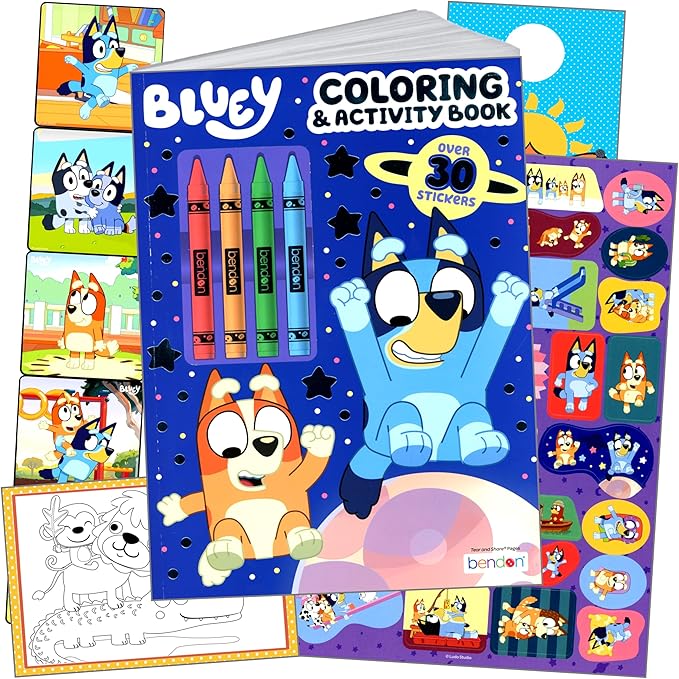 Bendon Bluey Coloring Book with Stickers Includes Bluey Stickers, Coloring Book, Reward Sticker Set, and More