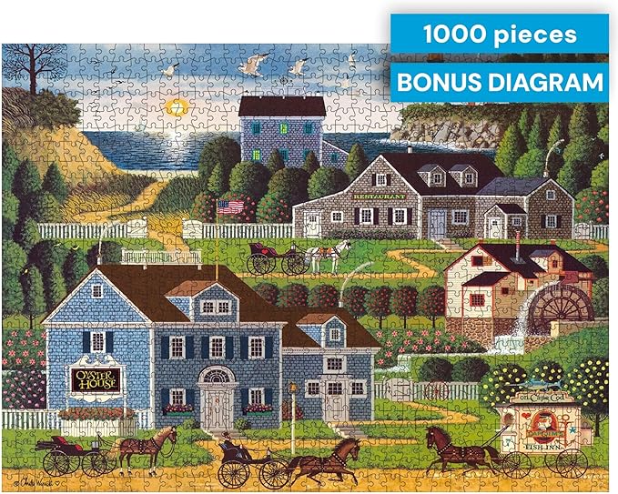 Buffalo Games – Charles Wysocki Sunset Bay 1000 Piece Jigsaw Puzzle for Adults, Classic Coastal Americana Artwork, Made in USA