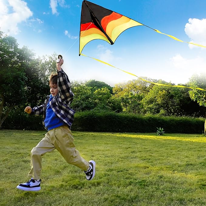 SYNCFUN 2 Packs Large Delta Kite Gradient Green and Yellow– Easy to Fly for Kids and Adults, Beach Kite with 328 ft String for Outdoor Games and Activities
