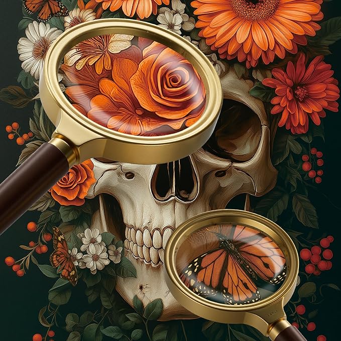 Vintage Skeleton’s Floral 1000-Piece Jigsaw Puzzle for Adults –Challenging Dark Halloween Skeleton Art, Premium Matte Finish, 27.56 x 19.68 Inches, Perfect for Game Nights