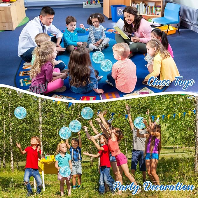 Hungdao 25 Pcs Inflatable Glitter Beach Ball 8 Inches Mini Clear Floatable Confetti Ball for Kids Bulk Swimming Pool Theme Party Toy for Hawaiian Theme Party Decorations Favors Supplies