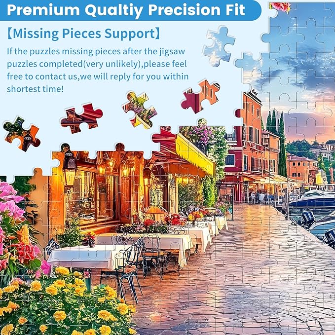 500 Pieces Jigsaw Puzzles for Adults, Seaside Sunset Puzzle for Adults Seniors,Harbor Speedboat Puzzle 500 Pieces, Gift for Birthday, Home Decor, Fun for Family(20.5 * 15 in)