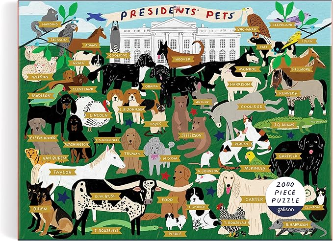 Galison Presidents' Pets 2000 Piece Puzzle from Galison - Difficult Jigsaw Puzzle Featuring Pets That Have Lived in The White House, Thick and Sturdy Pieces, for The Puzzler in Your Life!