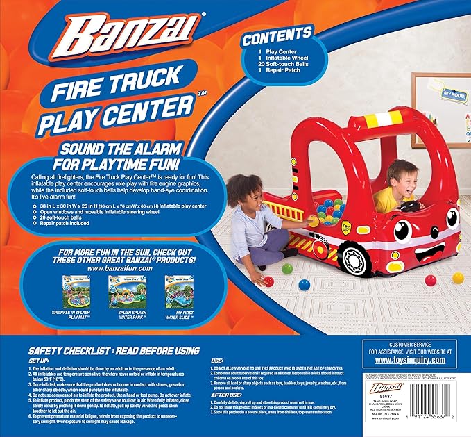 Banzai Rescue Fire Team Play Center Ball Pit with 20 Balls, Toy