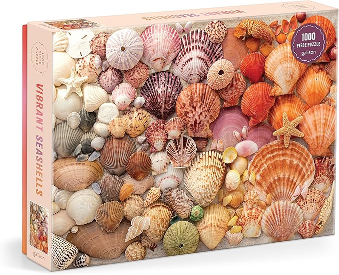 Galison Vibrant Seashells – Christine Chitnis 1000 Piece Puzzle Featuring Chromatic Seashell Arrangement On Sand