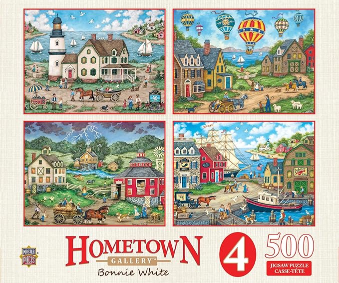 MasterPieces 2000 Piece Jigsaw Puzzle for Adults, Family, Or Youth - Hometown Gallery 4-Pack - 14"x19"