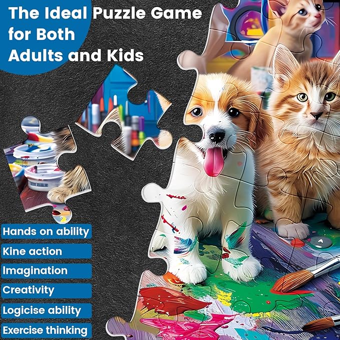 300 Piece Puzzle for Adults Jigsaw Puzzles Dog Puzzles 300 Pieces for Adult Kids Ages 8-10 10-12 Recycled Cardboard Adult Puzzles Game Birthday Gift Family Challenging Game 20.5x15IN