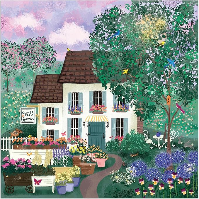 Galison Garden Path – 300 Piece Puzzle Fun and Challenging Activity with Bright and Bold Artwork of Country Cottage and Plant Path for Adults and Families