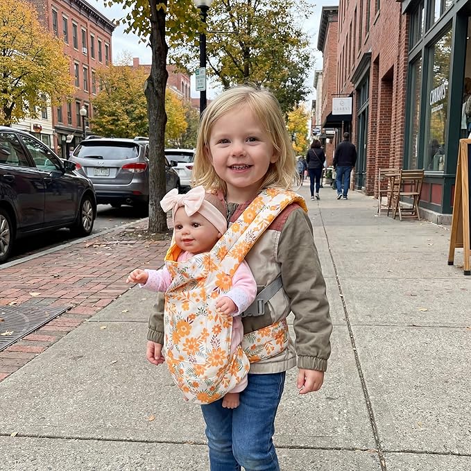 BABESIDE Baby Doll Carrier – Adjustable Straps for 15–22 Inch Dolls, Perfect for Pretend Play & Role Play – Soft Cotton Doll Accessory for Girls Ages 3+(Doll Not Included)