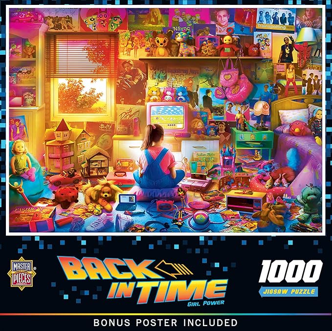 MasterPieces 1000 Piece Jigsaw Puzzle for Adults - 90's Girl Dream Room - 19.25"x26.75" - Nostalgic 1000 Piece Collage Puzzle