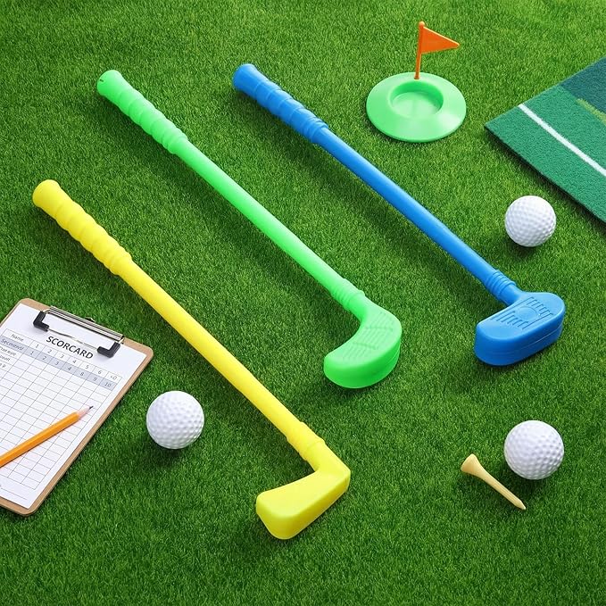24 Pcs Plastic Mini Golf Clubs for Toddlers, Kids Golf Clubs Toy Set, Toy Balls for Kids Toddlers Outdoor Indoor Lawn Sports for Boys Girls