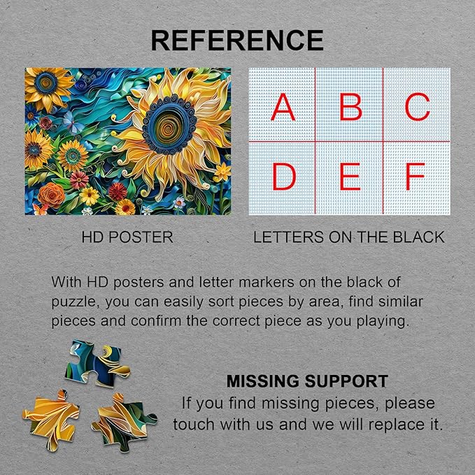 Sunflower Puzzles for Adults 1000 Pieces, Colorful Flower 3D Plant Jigsaw Puzzles Nature, Christian Beautiful Paper Floral Garden Puzzle