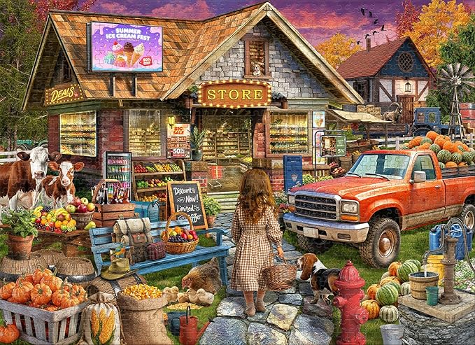 Town Store Jigsaw Puzzles for Adults 1000 Pieces, Difficult Puzzles Perfect for Game Night, Great Gift Idea, Size 26.65 x 19.25 in