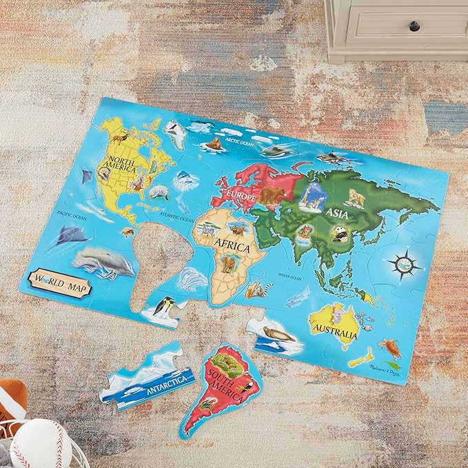 Melissa & Doug World Map Jumbo Jigsaw Floor Puzzle (33 pcs, 2 x 3 feet)