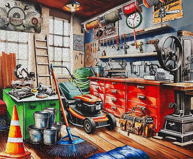 Springbok Tool Man's Garage 1000 Piece Puzzle for Adults - Colorful Garage Filled with a Handyman's Gear