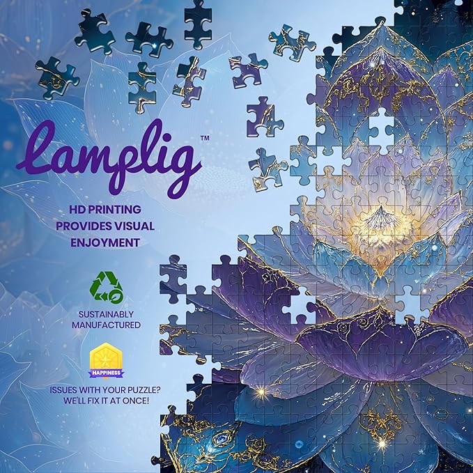 Puzzles for Adults 1000 Pieces, Mandala Lotus Flower Plant, 1000 Piece Puzzle for Adults Seniors, Hard Jigsaw Puzzles for Adult with Letters on Back for Relaxation & Home Decor, 1:1 Poster