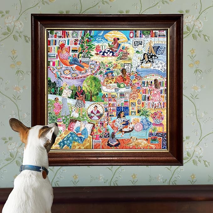 eeBoo 1000 Piece Puzzle - Women Reading Jigsaw Puzzle for Adults, Square 23" x 23" Made with Recycled Board & Vegetable-Based Ink