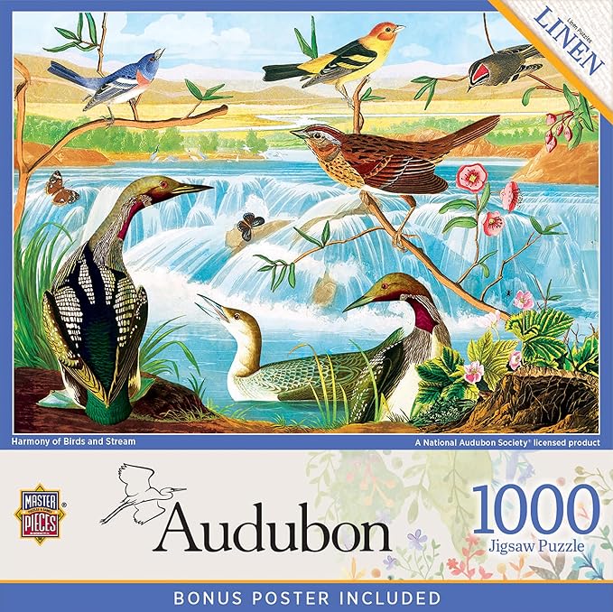 MasterPieces 1000 Piece Jigsaw Puzzle for Adults, Family, Or Youth - Harmony of Birds and Stream - 19.25"x26.75"