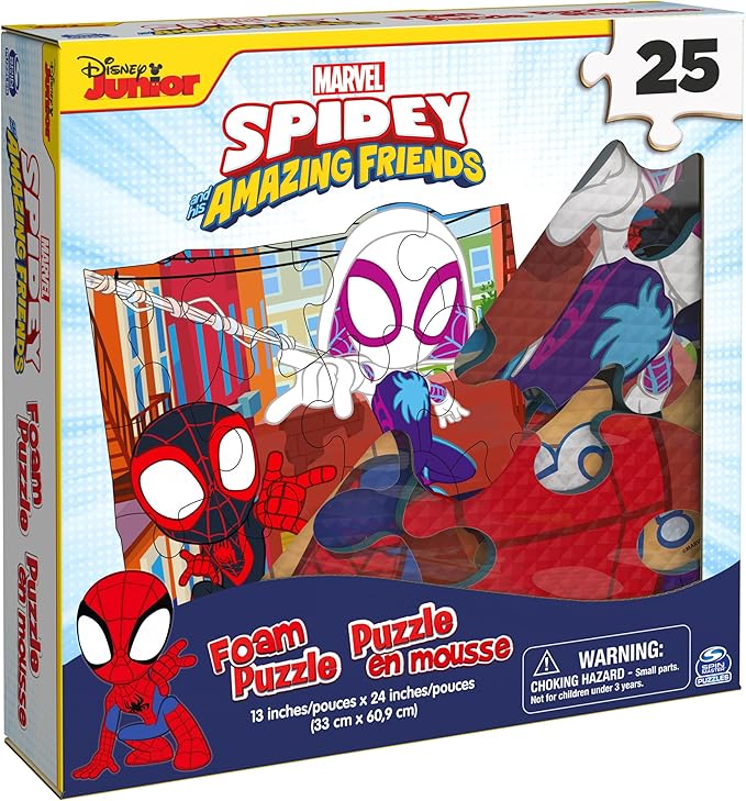 Spin Master Games, Marvel Spidey and His Amazing Friends Puzzles, Squishy Foam Puzzle, 25 Pieces, Spiderman Toys, for Ages 4 & Up