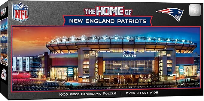 MasterPieces 1000 Piece Adult Jigsaw Puzzle - NFL New England Patriots Stadium View Panoramic - 13"x39" - Eco-Friendly, Challenging, Officially Licensed