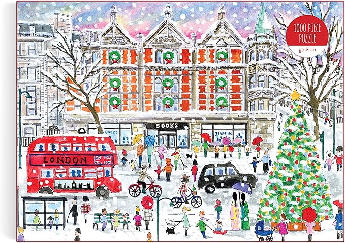 Galison Michael Storrings Christmas in London – 1000 Piece Puzzle Fun and Challenging Activity with Bright and Bold Artwork of The London Holiday Season for Adults and Families