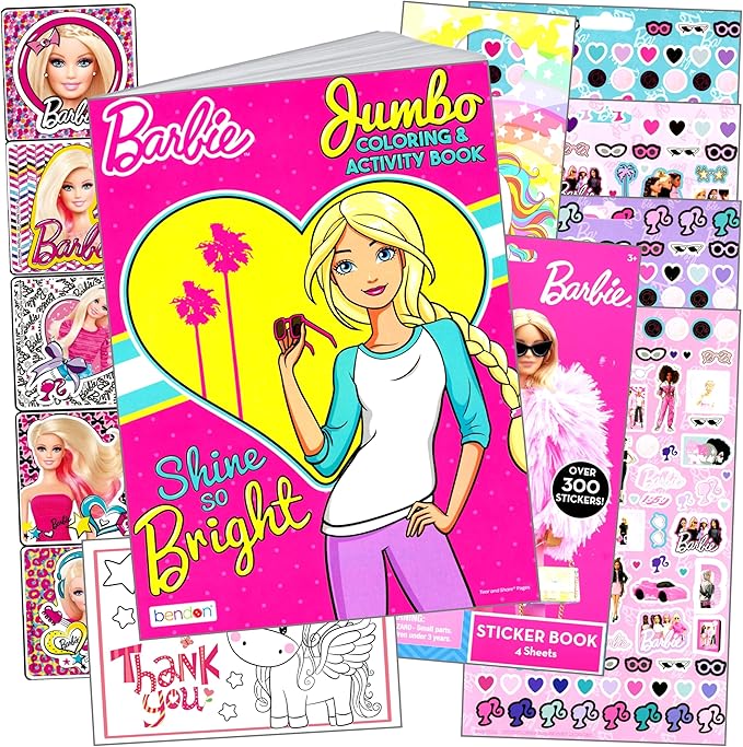 Bendon Barbie Sticker Activity Set Includes Stickers, Barbie Coloring Book, Reward Sticker Set, and More