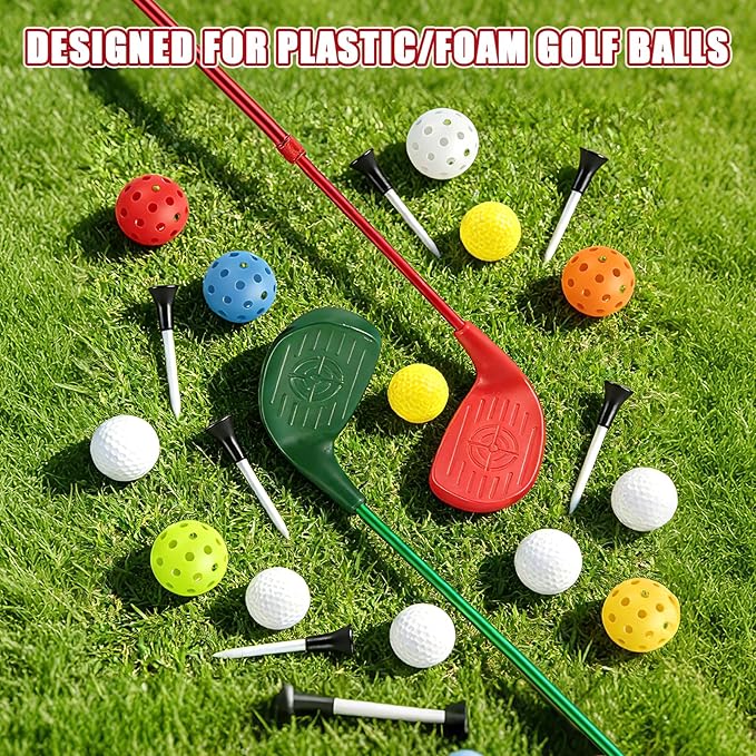 2 Pack Backyard Golf Clubs Adjustable Telescopic 18-38 Inch Aluminum Alloy Shafts Oversized Forgiving Heads Chipping Sticks for Indoor Outdoor Yard Games Works with Plastic or Foam Balls