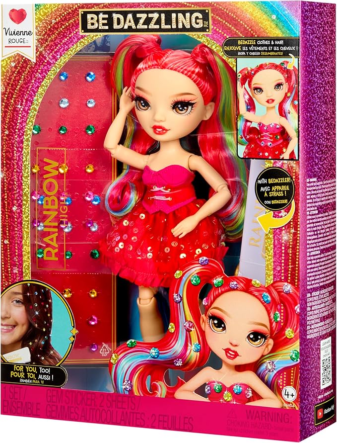 Rainbow High Be Dazzling Fashion Dolls- Vivienne Rouge (Red) with Bedazzler Tool and Sparkle Gems