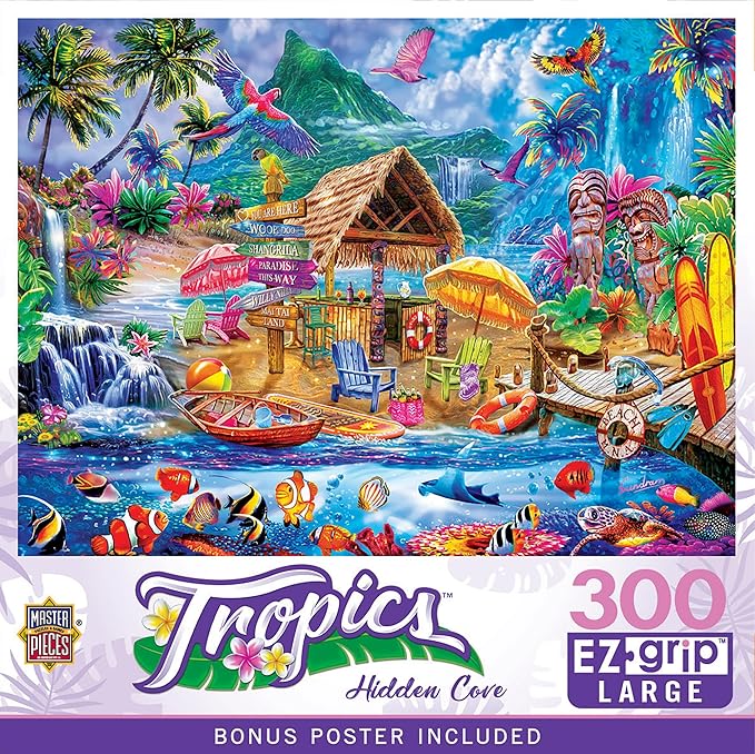MasterPieces 300 Piece EZ Grip Jigsaw Puzzle - Hidden Cove - 18"x24"