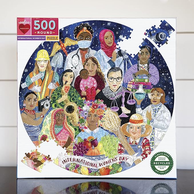 eeBoo 500 Piece Puzzle - International Women's Day Jigsaw Puzzle for Adults, Circular with 23" Diameter, Recycled Board & Vegetable-Based Ink