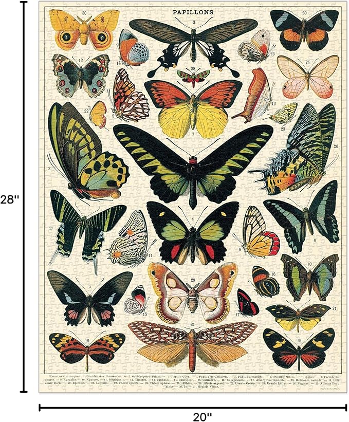 Cavallini Papers & Co. Butterflies 1,000 Piece Puzzle, Multi