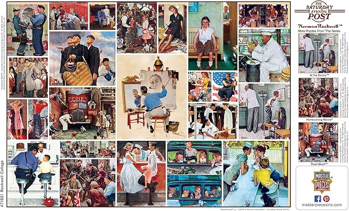 MasterPieces 1000 Piece Jigsaw Puzzle for Adults, Family, Or Youth - Rockwell Collage - 19.25"x26.75"
