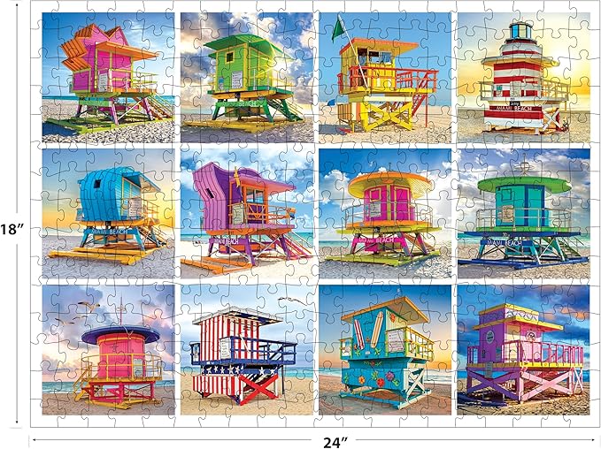 RoseArt - Kodak Premium - Lifeguard Huts - 350 Piece Jigsaw Puzzle for Adults