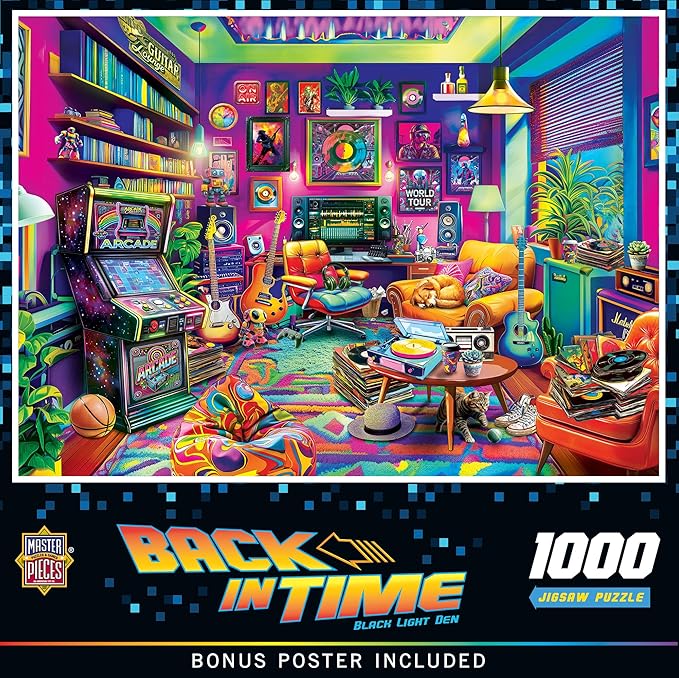 MasterPieces 1000 Piece Jigsaw Puzzle for Adults, Family, Or Youth - Black Light Den - 19.25"x26.75"