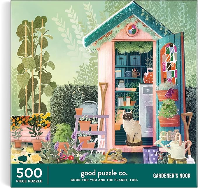 Good Puzzle Co Gardener's Nook – 500 Piece Jigsaw Puzzle Featuring Beautiful Artwork of Garden Shed During Spring