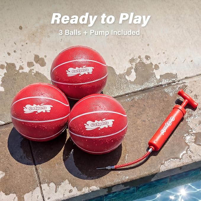 GoSports Swimming Pool Basketballs 3 Pack - Red or Blue - Great for Floating Water Basketball Hoops