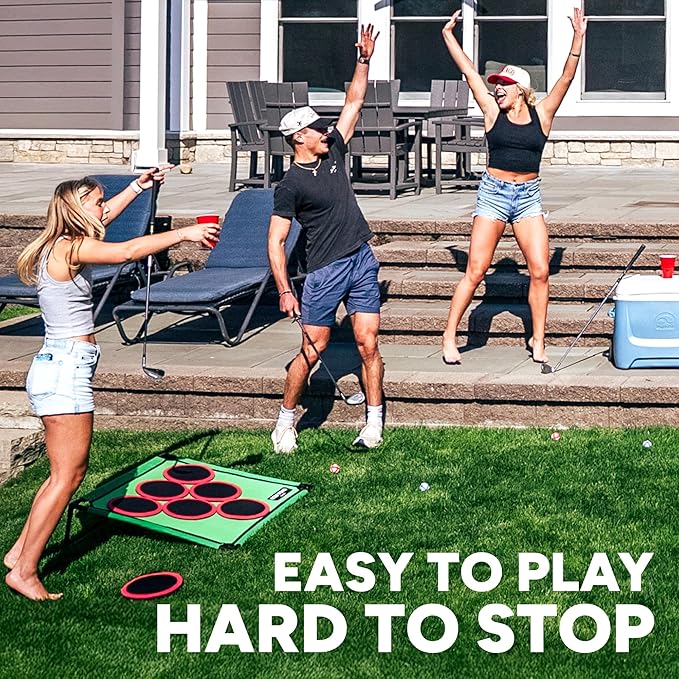 Golf Pong Versus Edition, (2 Pack) Game Set, Jumbo Backyard Lawn Game, Portable Indoor/Outdoor Chipping Golf Gift for Men, Women & Family