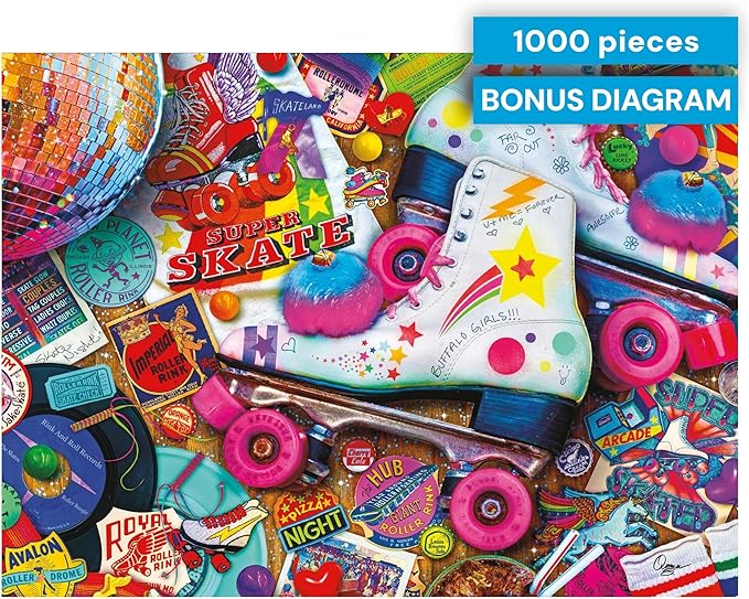 Buffalo Games - Aimee Stewart Skate Night 1000 Piece Puzzle Puzzles for Adults Silver Select Premium Jigsaw Puzzle with Full Color Reference Poster
