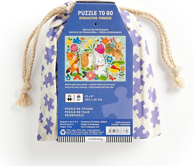 Mudpuppy Springtime Parade – 36 Piece Puzzle to Go Featuring an Adorable Easter Animals Parade Perfect Easter Travel Activity for Children Ages 3 and Up