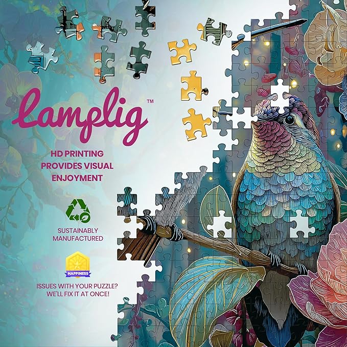 Puzzles for Adults 1000 Pieces, Hummingbird Flower Bird Nature, Animal 1000 Piece Puzzle for Adults Seniors, Jigsaw Puzzles 1000 Pieces with Letters on Back for Family Fun Gift, 1:1 Poster