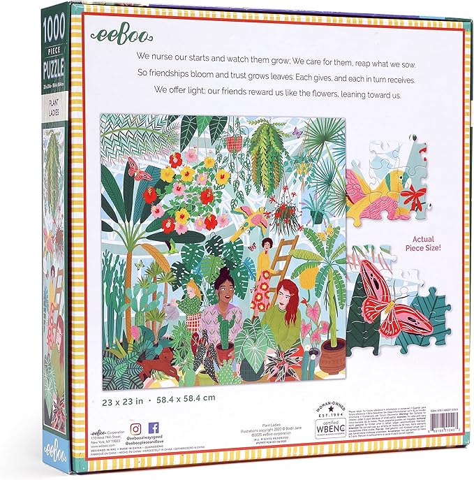 eeBoo 1000 Piece Puzzle - Plant Ladies Jigsaw Puzzle for Adults, Square 23" x 23" Made with Recycled Board & Vegetable-Based Ink