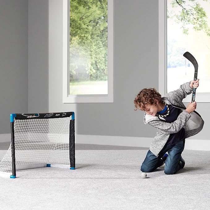 Franklin Sports NHL Mini Hockey Set - Kids Indoor Knee Hockey Goal, Ball, + 2 Stick Combo - Youth Team Indoor Toy Set - Official - Ages 3+