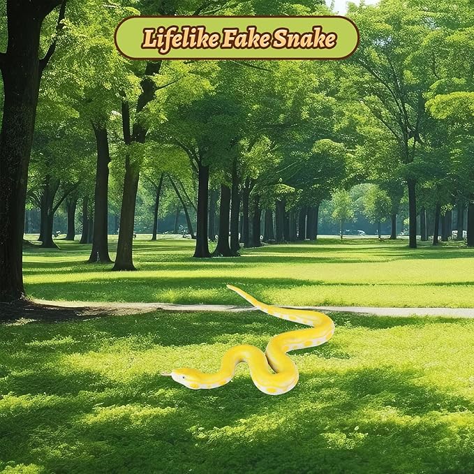 LRCXL Realistic Fake Snakes Toy Soft Rubber Snakes to Keep Birds Away - Python Snake Toys for Garden Props to Keep Birds Away, Scare Squirrels, Mice, Pranks Halloween Decoration Props