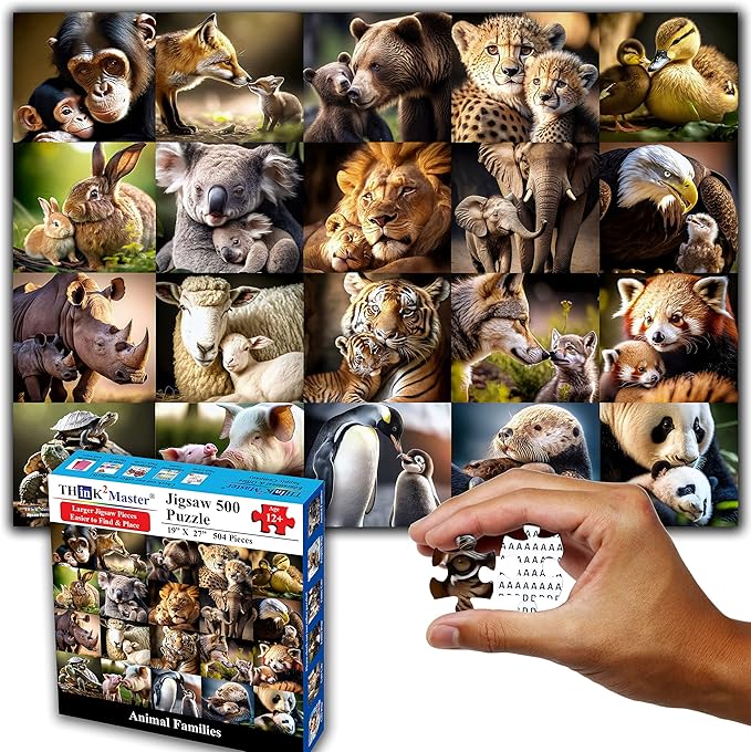 Think2Master Animal 500 Pieces Jigsaw Puzzle with Very Large Jigsaw Pieces. for Adults, Seniors. Great Gift 13+ Size: 26.8” x 18.9”