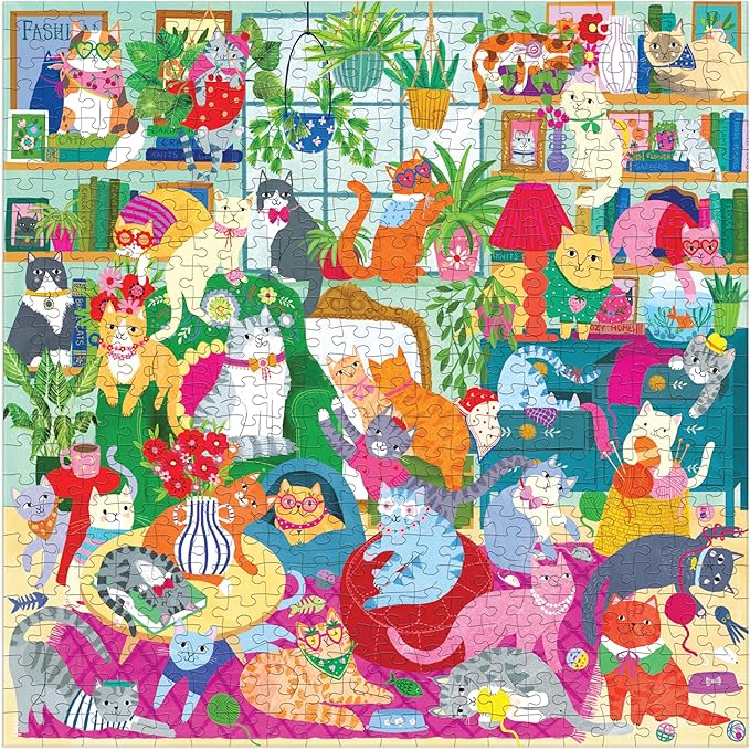 Mudpuppy Caturday Afternoon ā 500 Piece Family Puzzle with Colorful and Fun Illustrations of Cozy Cats for Children Ages 8 and Up